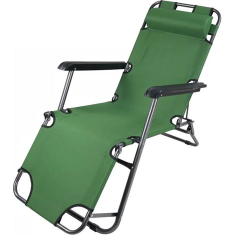 TRADE SHOP - Sdraio Sedia Verde Lettino Relax Prendisole Da Spiaggia Giardino Pieghevole 285009 - (1/4)
