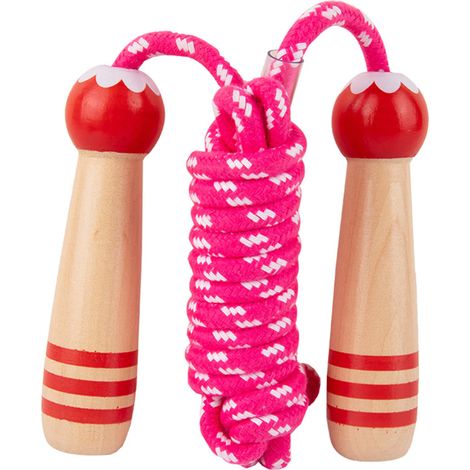 Corde à sauter pour femmes, hommes, enfants, filles et garçons, avec poignée en bois - Rouge (1/5)