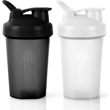 Protein Shaker 400ml mit Messskala, Henkel und Edelstahl-Mischkugel, BPA-frei, auslaufsicher (1/5)