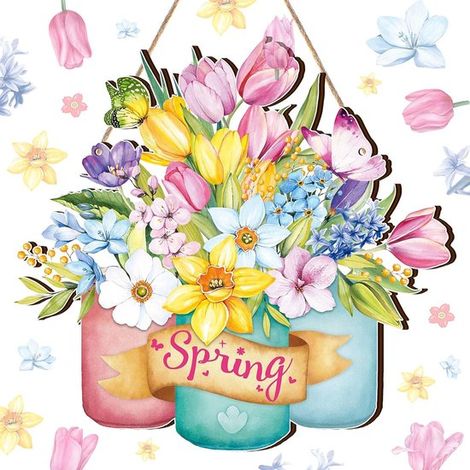 Panneau mural en bois à motif floral - Décoration murale rustique en bois à motif floral - Peut être accroché aux portes, dans le jardin, aux fenêtres, aux clôtures et aux murs (1/5)
