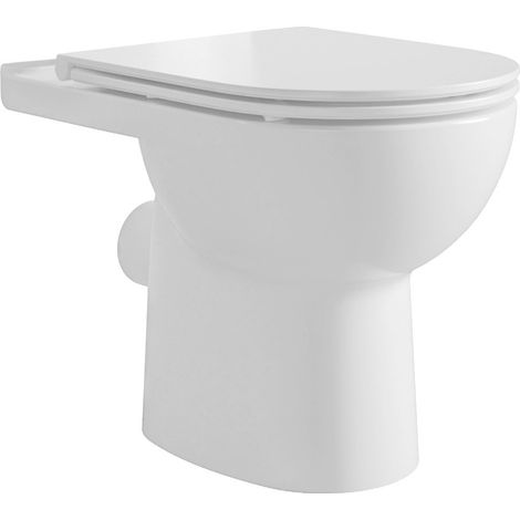 Cuvette de toilettes combinée TAVON, sans rebord, 61x35,5cm, siphon en P, blanc (1/2)