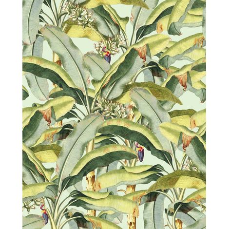 papier peint panoramique feuilles de palmier vert et jaune  - Komar (1/4)