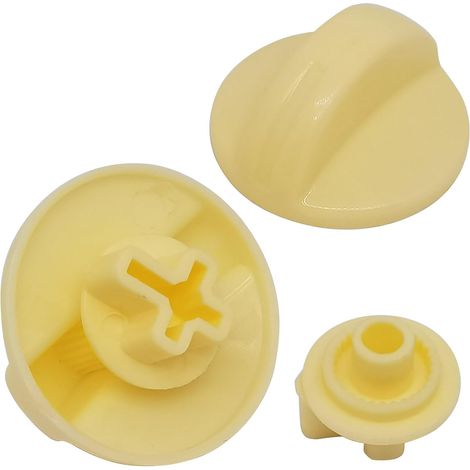 10 boutons de commande de machine à laver en plastique, boutons rotatifs universels, jaunes, 1,8 pouces (46 mm) de diamètre, 1,3 pouces (33 mm) de hauteur. (1/5)