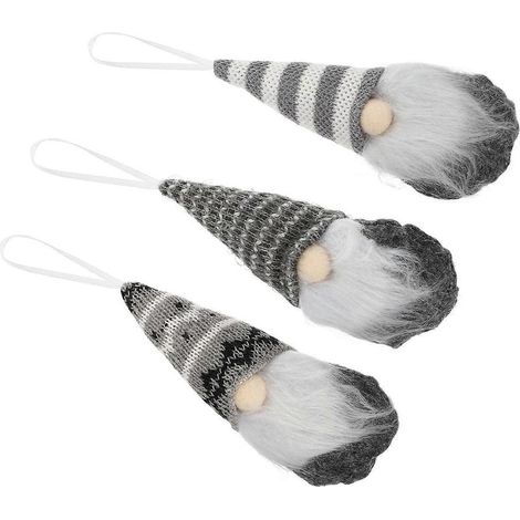 Décorations suspendues - Pendentifs poupée sans visage - Ambiance festive - Thème Noël - 14 x 6,5 cm - Tissu - Lot de 3 (1/5)