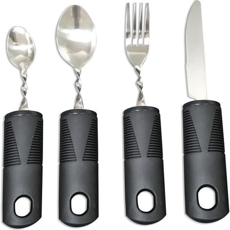 4 Pièces Couverts Pliables Ustensile Handicapé Ustensiles Lestés pour Adultes Personnes Âgées Adultes Gadgets de Vaisselle Adaptatifs (1/5)