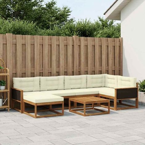 vidaXL Outdoor-Sofagarnitur mit Kissen 7 pcs Natur und Creme (1/5)