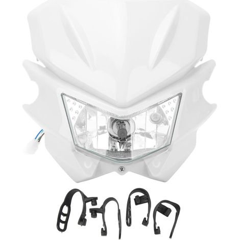 Jeffergarden Phare avant moto H4 avec interface LED étanche et feux de jour (DRL) pour KLX 110 125 150 230 250 300 450R CRF WRF DC12V Blanc (1/5)