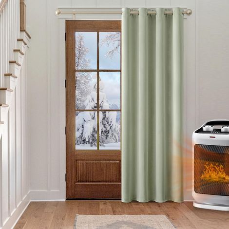 MIULEE Rideau Occultant Thermique Oeillets Lot de 1 140x280cm Vert Sauge - 140L X 280H cm (1 Panneaux) (1/5)