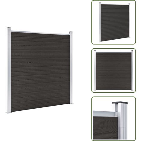 Barriera da giardino - vidaXL Pannello di Recinzione in WPC 180x186 cm Nero - Recinzione modulare