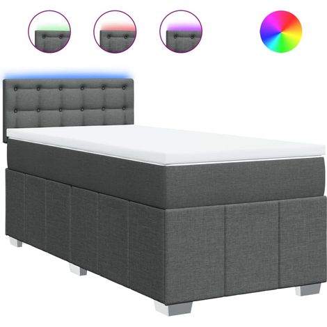Maison Exclusive - Cama box spring con colchón tela gris oscuro 8 (1/5)
