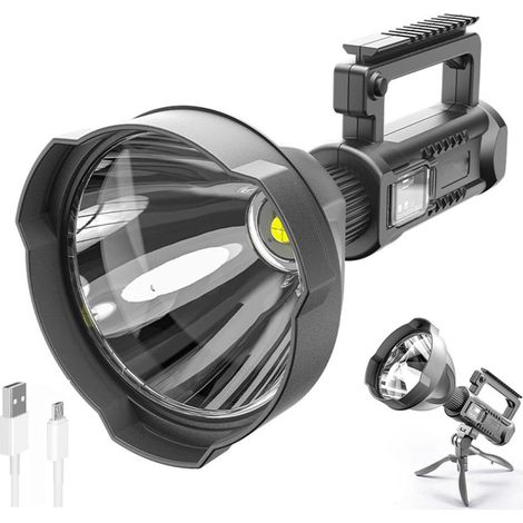 Torche LED Rechargeable 4 Modes Super Lumineuse Projecteur IPX5 Étanche Lampe de Travail pour Randonnée Camping Chasse (1/5)