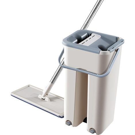 Balai plat en microfibre avec manche télescopique et embout rotatif pour la maison (1/5)