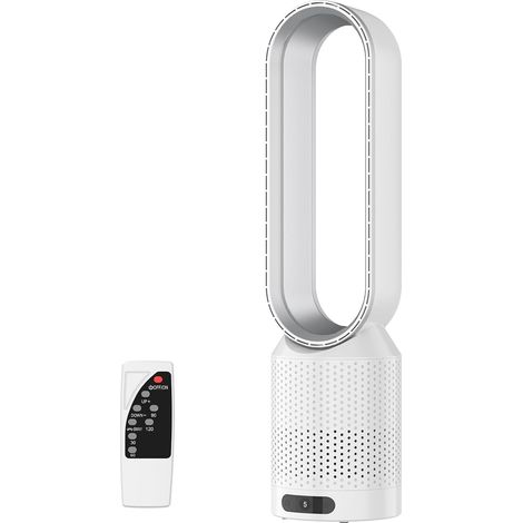 Purificateur d'air 2 en 1 ultra-silencieux avec ventilateur sans pales, comprend une télécommande, une oscillation à 90 degrés, une minuterie, 8 vitesses de ventilation, adapté à la purification de l' (1/5)