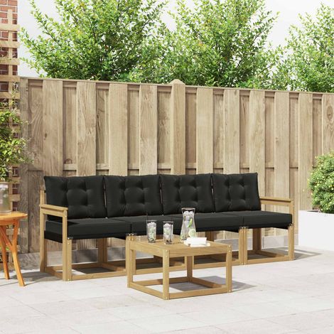 vidaXL  Outdoor Sofa Set  with Cushion 5 pcs White and Black