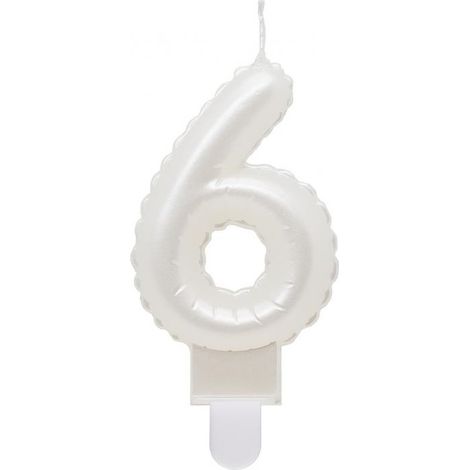 Vela número 6 SEIS BLANCO PERLA 7cm (1/3)