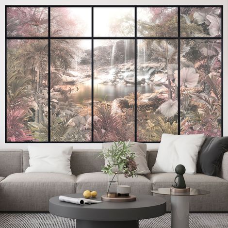 Stickers Trompe l'oeil fenêtre verrière - Forêt Tropicale - 60 x 95 cm (1/5)