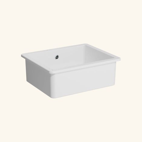 Vitra – Évier céramique blanc 56.5x46cm – Installation à encastrer – Bonde et siphon inclus – Pour meuble sous évier 60cm minimum (1/3)