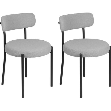 Haloyo® Set di 2 sedie da pranzo con gambe in metallo, ideali per cucina e sala da pranzo, 50x50x75 cm, grigie (1/5)