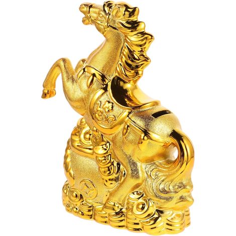 Tirelire Cheval en Céramique Artisanale Statuette Décorative Compacte pour Pièces Ornement Amulette Zodiaque Chinois Décoration Maison et Bureau Présent Collectionneur (1/5)