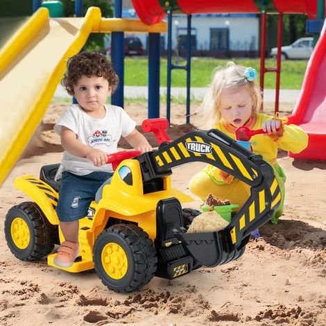 Elektrisches Kinderfahrzeug-Bagger mit Stauraum und Basketballkorb