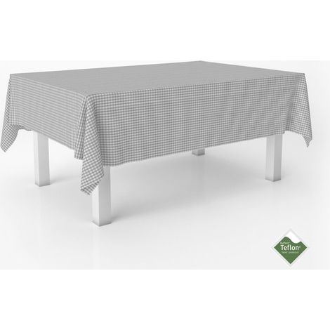 Nappe Vichy Petits Carreaux rectangulaire 250x140 cm Gris Clair (1/5)