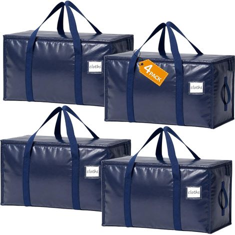 Velway Lot de Sacs Déménagement 95L - Grand Sac Rangement Vêtements Fermeture Éclair - Bleu - Lot de 4 (1/5)