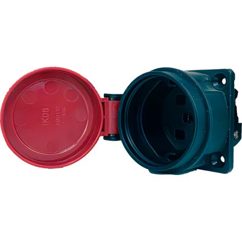 Presa da incasso Swiss T25 230V 16A IP55, rossa (1/5)