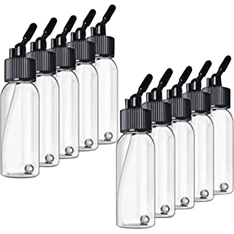 Bouteille Airbrush - 30 ml - Embout Pointu - Aspiration Siphon - Réutilisable - Pour Peinture Modélisme - Lot de 10 (1/5)