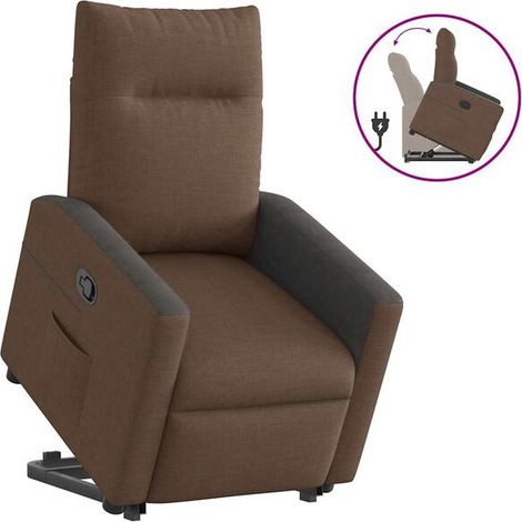 Chaise longue en tissu, modèle relax avec dossier inclinable et accoudoirs rembourrés, couleur brun chaleureux – Idéale pour salon, chambre ou espace détente (1/5)