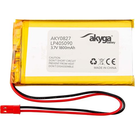 Batterie Li-Po LP405090 Akyga AKY0827 3,7 V / 1800 mAh PCM Connecteur JST 2 broches 150 mm (1/2)