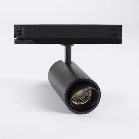 Foco Carril LED Trifásico 30W Fasano Cilindro Bisel CCT Seleccionable Regulable DALI Negro (2700K - 3200K - 4000K) Seleccionable