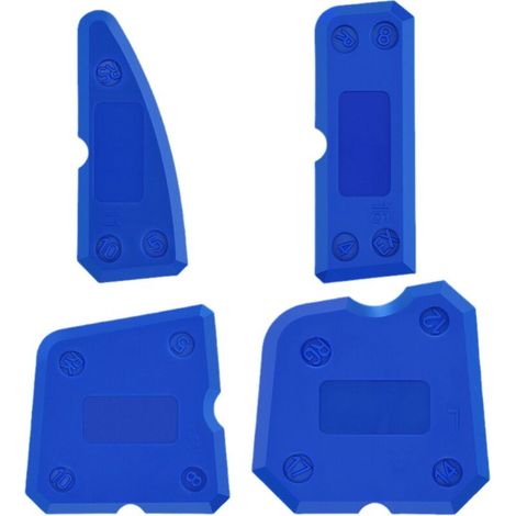 Ensemble d'outils portables en silicone en quatre pièces – applicateur de mastic multifonctionnel et lisseur de mortier, adapté aux cuisines et aux salles de bains.