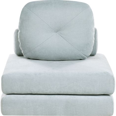 Sofá cama moderno minimalista de tela de 1 plaza puf cama individual con cojín azul claro Olden (1/5)