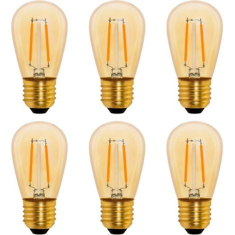 S14 Vintage E27 Glühlampe mit Glühfaden, 1 W, bernsteinfarben, Edison-Ersatz für 10-W-Glühlampen, nicht dimmbar, warmweiß (2200 K), 220 V Wechselstrom, 6er-Pack (1/5)