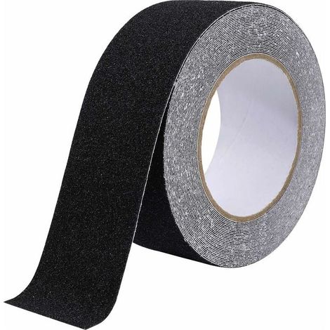 1 rouleau Bande antidérapante, 5 cm x 10 m, grain 80, PVC, haute traction, intérieur/extérieur, pour escaliers et surfaces lisses (1/5)