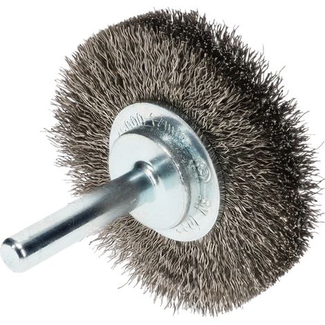 Brosse Circulaire sur Tige Inox D.50mm - Fil Inox D.0,3mm - Decapage, ebavurage & Nettoyage - Tige D.6mm - Boite de 10 (1/2)