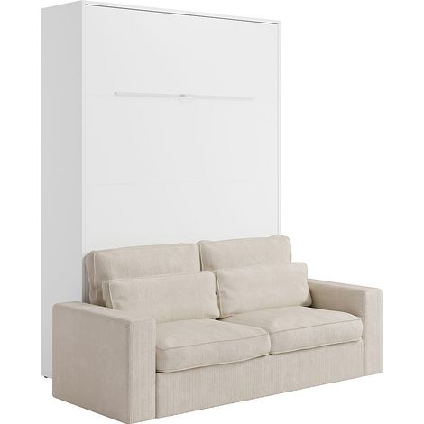 Letto estraibile 160 x 200 cm Apertura verticale manuale Con LED Bianco + Divano - RAPILI