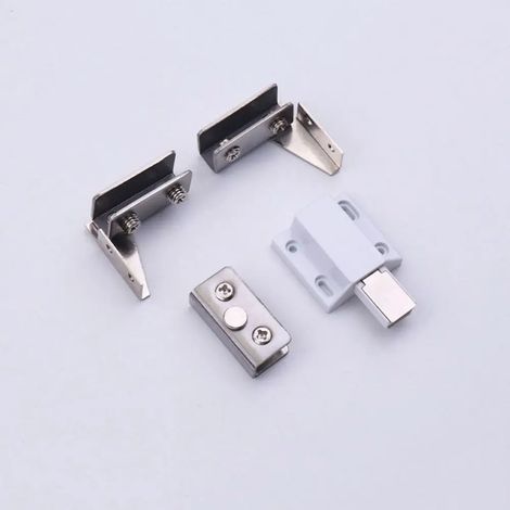 (Style 3) 2 charnières en alliage de zinc pour porte en verre, fixation sans cadre, fermeture automatique, sans perçage, pour meubles et armoires. (1/5)