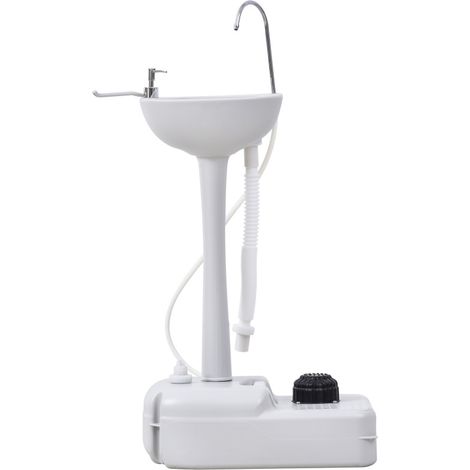 Lavabo portátil móvil con ruedas de HDPE blanco 51 x 33,5 x 103 cm (1/5)