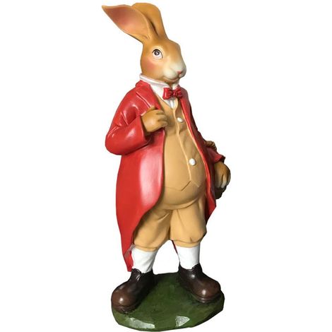 Statue da giardino Toivize - Coniglietti innamorati in resina rossa, decorazioni da esterno impermeabili in stile country, regalo ideale per le coppie (1/5)