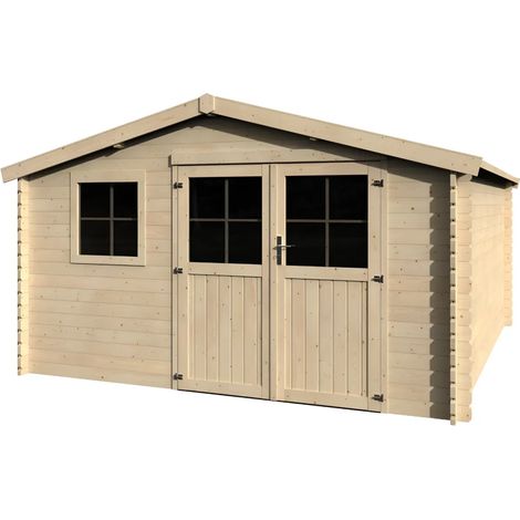 Casetta in Legno 34 mm da Giardino 4x4 Doppia Porta Vetri Block-House