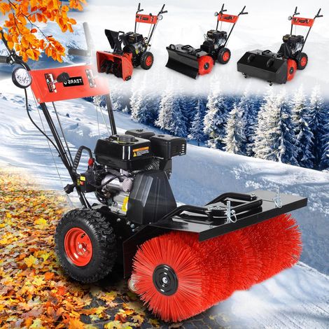 BRAST Benzin Kehrmaschine Schneefräse Schneeschieber 4,8kW(6,5PS) 80cm Arbeitsbreite Elektrostart Schnellwechsel-System 4in1 Gerät (1/5)