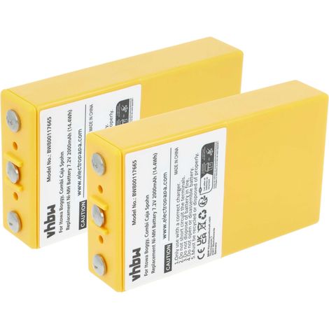 vhbw 2x Battery Replacement for Itowa 26.105, BT7216MH, BT7216 for Industrial Radio Remote Control (2000 mAh, 7.2 V, NiMH) (1/4)