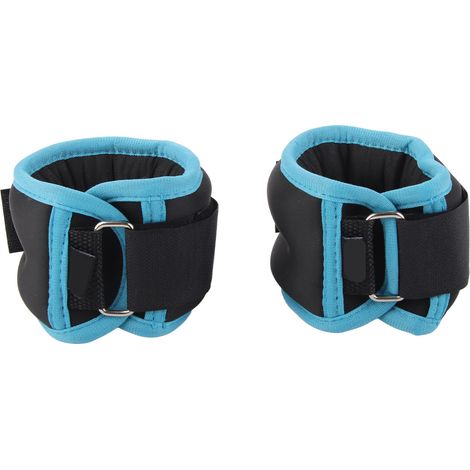 Paire de poids cheville ajustables 1,1 lb pour musculation, course et marche - Sacs de sable poignet noir bleu (1/5)
