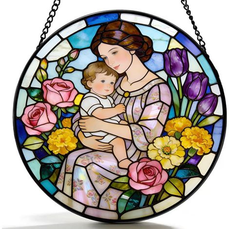 Décoration vitrail suspendue 16 cm – Attrape-lumière (1/3)