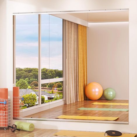 Hasipu 3PCS Ganzkörperspiegel 140x52cm, Spiegel Fitnessraum groß, Wandspiegel Spiegel Tanzspiegel, Gehärtetes Glas Rahmenlose für Garage, Fitnessstudio, Zuhause Yoga