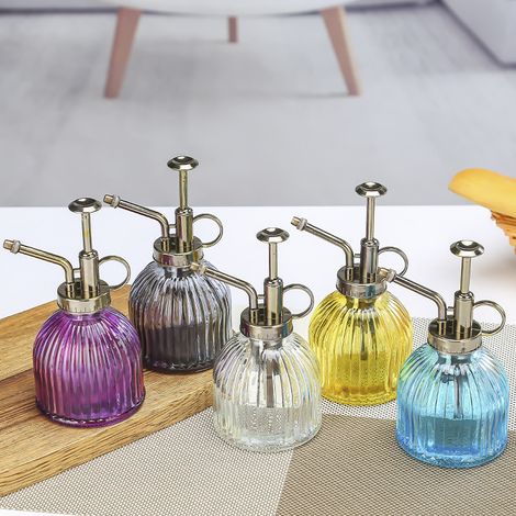 Arrosoir en verre en une pièce, arrosoir en verre 200ML, arrosoir vintage, arrosoir avec pompe supérieure, arrosoir de jardin à une main pour le nettoyage des plantes (jaune)