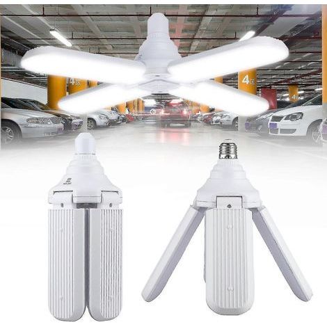 Éclairage LED 45 W pour garage, éclairage LED lumière du jour, panneaux déformables à 3 feuilles, plafonnier LED pour garage et grenier.