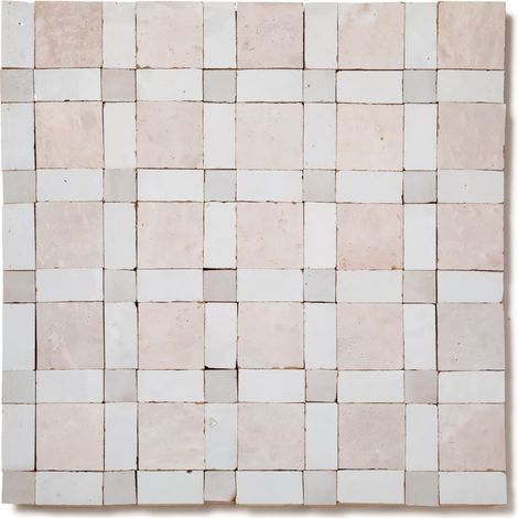 Zellige véritable Carrelage Artisanal - Tresse mélange - Blanc Neige + Fes + Oukaimeden (vendu par plaque de 0,09 m² - 30x30 cm) (1/4)