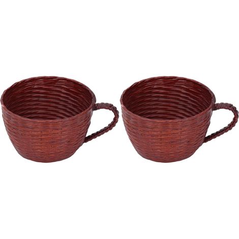 Pot de fleurs tressé pour succulentes, mignon, en forme de coupe, durable et multifonctionnel, idéal pour la maison, le balcon ou le bureau. (1/5)